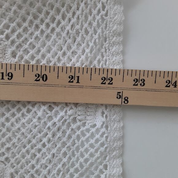 Vintage 80s Fishermen Net Crochet Cardigan Sweater White 100% Cotton Sheer Boho - Picture 8 of 9